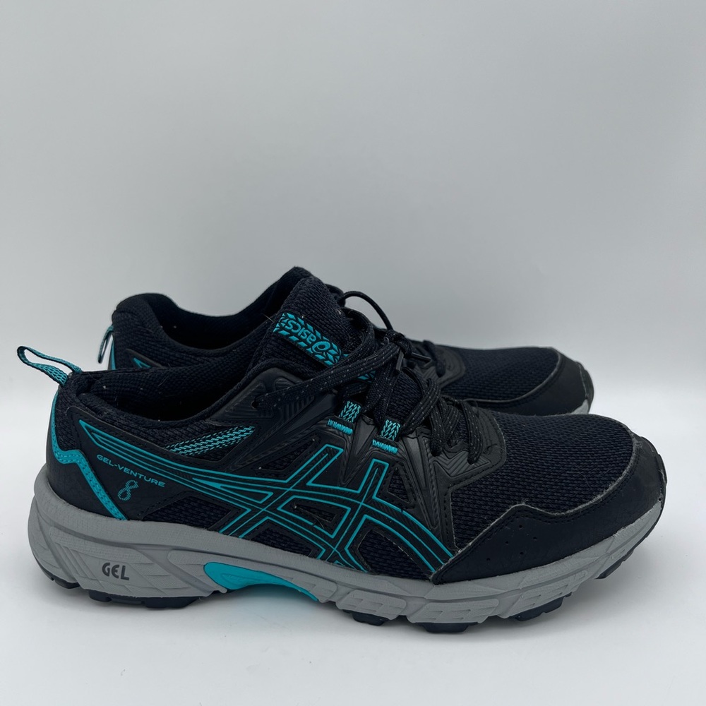 Asics Gel-Venture 8 Womens Running Shoes Black Teal Trail Sneakers 1012A708